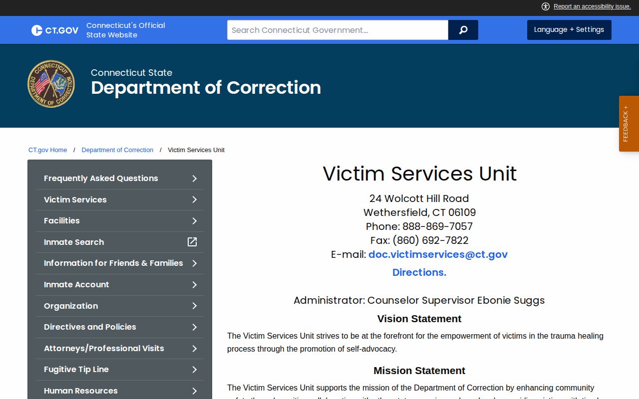 CT VINE victim services notice options for Connecticut parole and probation events